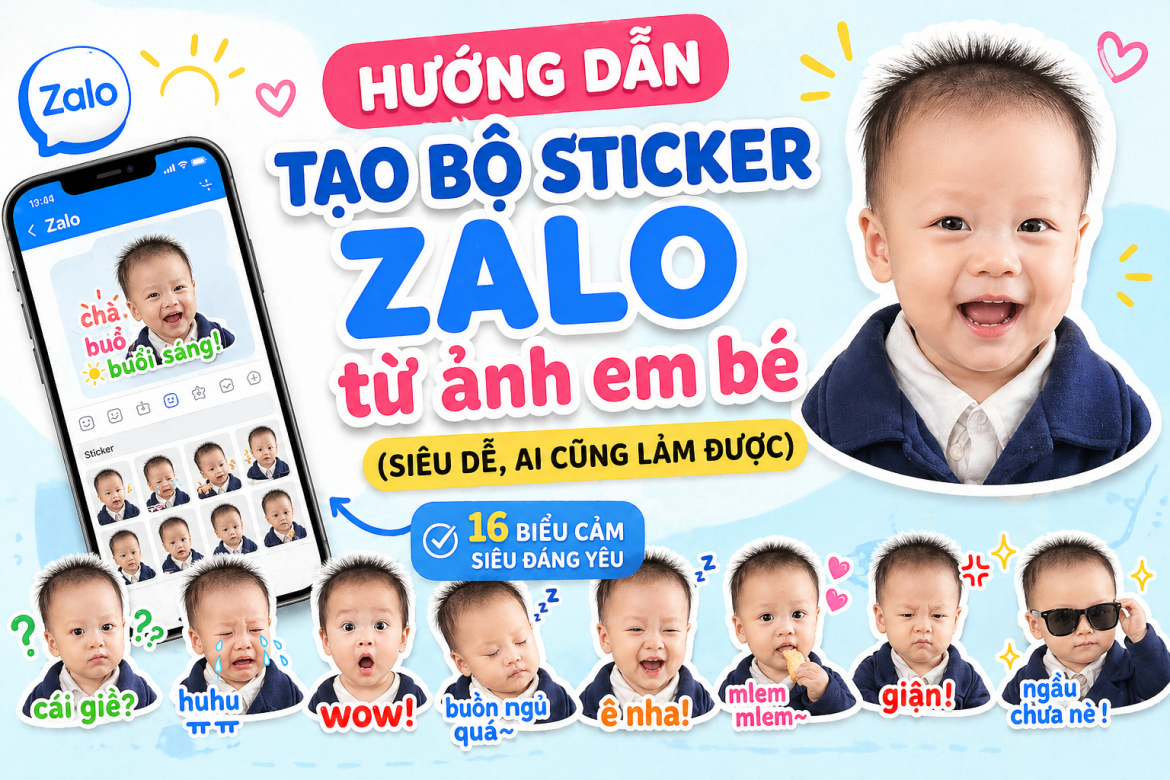 Hướng dẫn tạo bộ sticker Zalo từ ảnh em bé (siêu dễ, ai cũng làm được