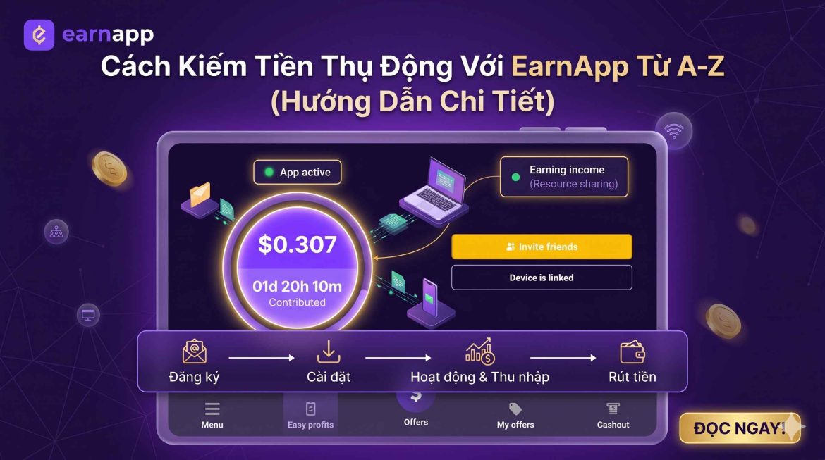 Cách Kiếm Tiền Thụ Động Với EarnApp Từ A-Z (